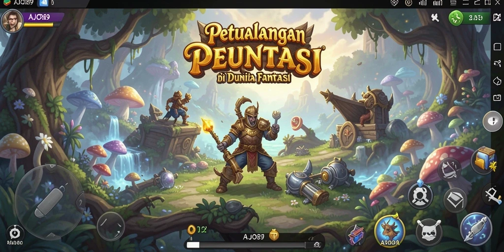 Screenshot utama AJO89 menampilkan aksi seru dalam permainan petualangan.