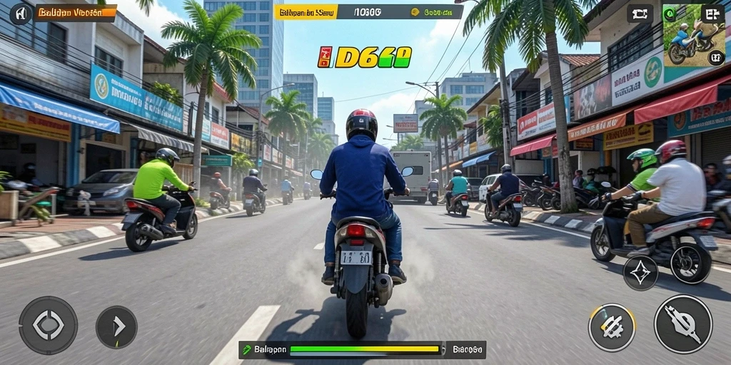 Gameplay seru ID66 dengan berbagai motor balap menegangkan.