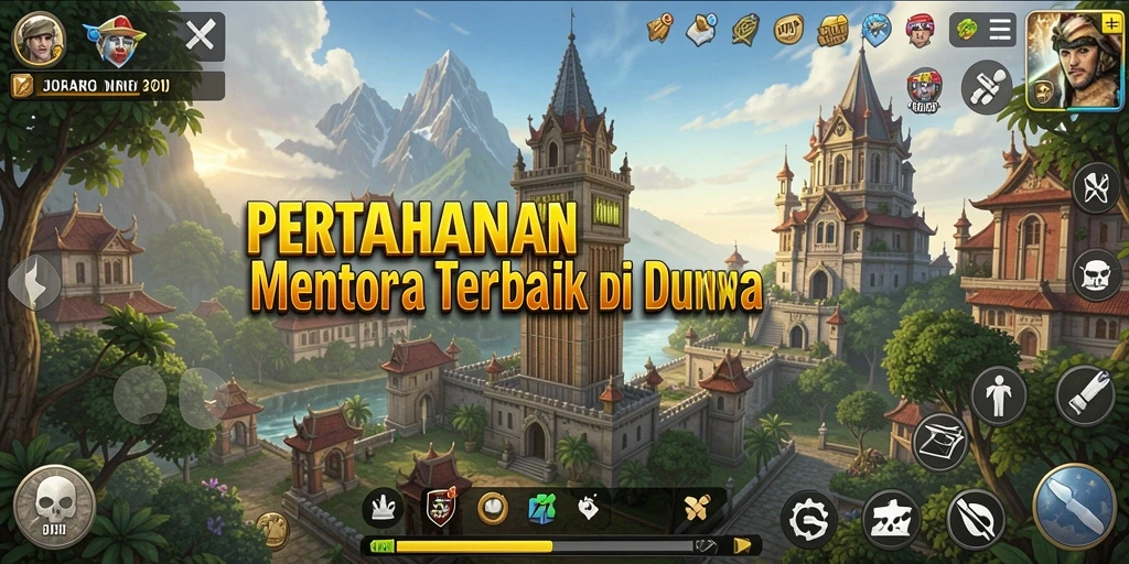 Screenshot JUARAGO menampilkan pertarungan menara yang mendebarkan.