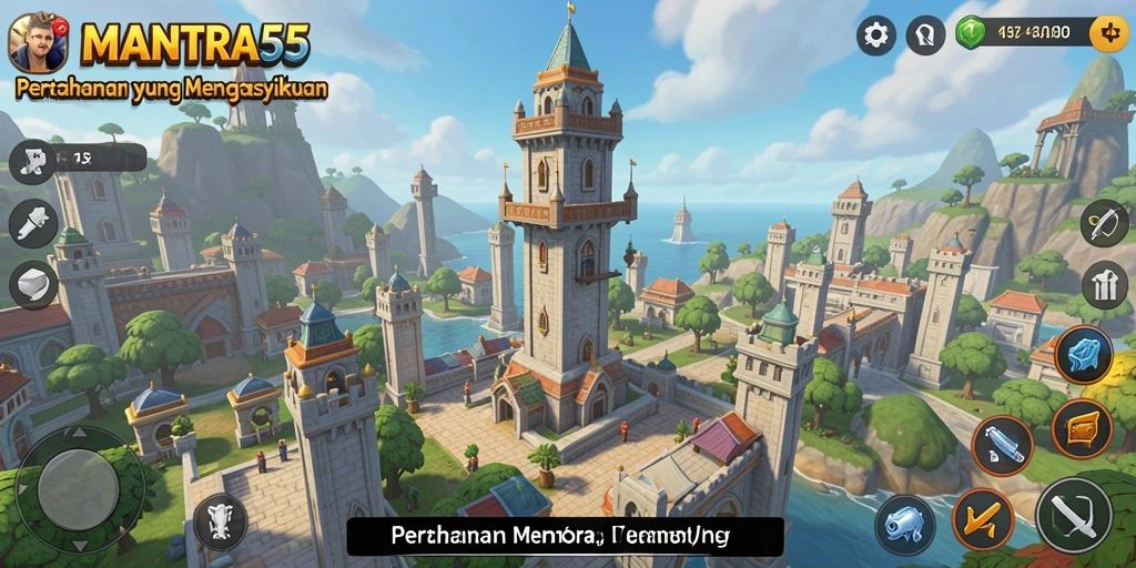 Tampilan gameplay dari game Tower Defense yang menarik.