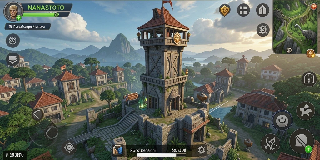 Tampilan gameplay seru NANASTOTO dalam pertarungan Tower Defense.