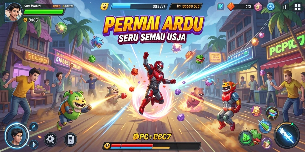 Tangkapan layar PCPC7 menampilkan aksi seru dalam gameplay Arcade.