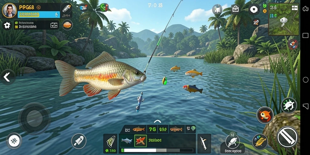 Tangkapan ikan dalam gameplay PGG68 yang seru dan mendebarkan.